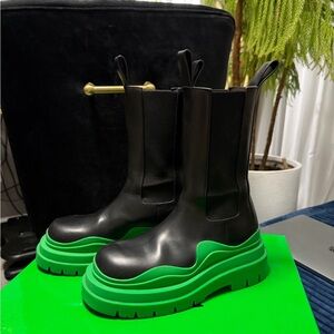 Bottega Veneta Black Boots with Green Soles